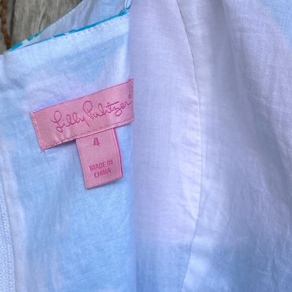 Lilly Pulitzer shorly blue shes a fox Ollie fit & flare summer dress sz4 - Picture 9 of 10